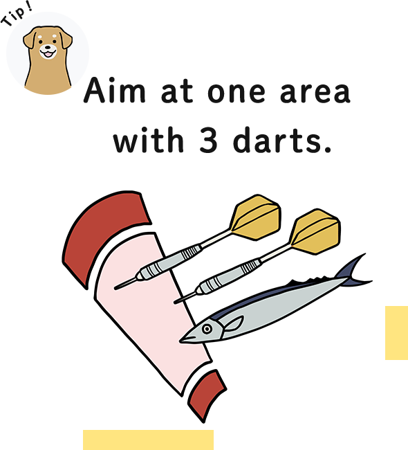 Aim at one area with 3 darts.