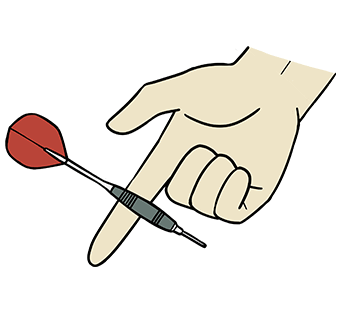 Balance the dart on your index finger until it's level.