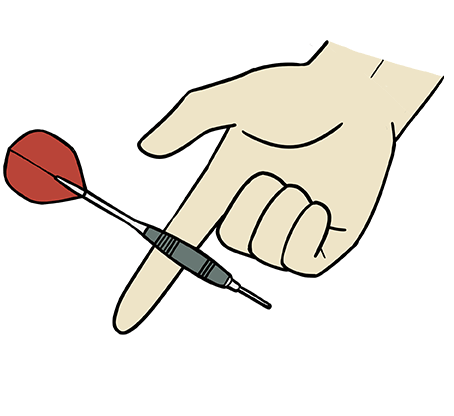 Balance the dart on your index finger until it's level.