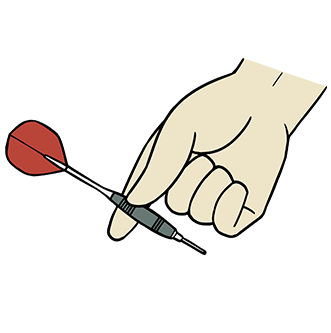 Place your thumb on the dart to hold that position.