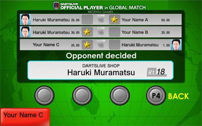 DARTSLIVE OFFICIAL PLAYER in GLOBAL MATCH