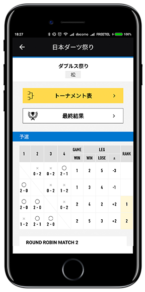 Real-time match progress and results