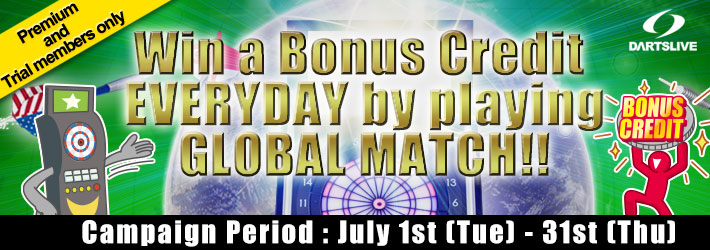 Win a Bonus Credit EVERYDAY by playing GLOBAL MATCH!!