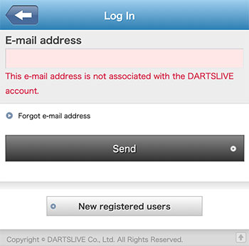 Login Problem of DARTSLIVE App