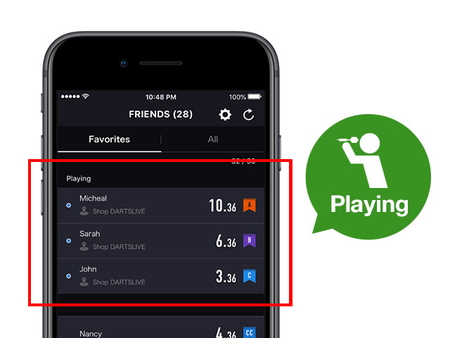 Favorite Friend Feature added to DARTSLIVE App!